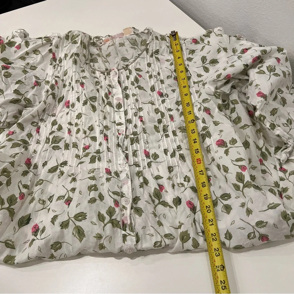 LA CERA Women's 100% Cotton Rose Vine Robe dress medium cottagecore prairie - Picture 10 of 10
